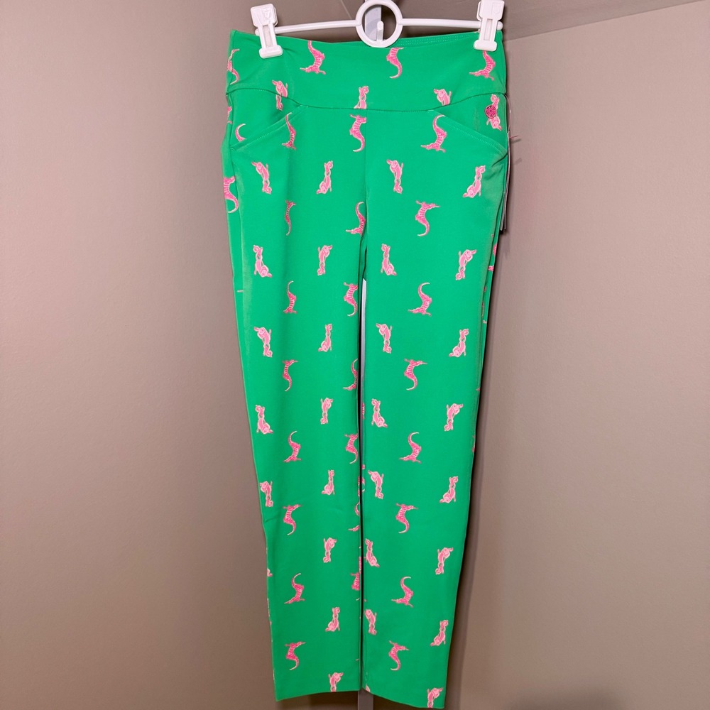 Lilly Pulitzer‎ Luxletic Corso Pant Spearmint Par Tee Animals Golf Green Pink 0